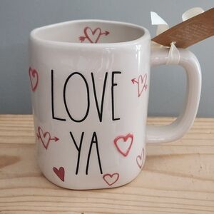 Rae Dunn Love Ya Ceramic Mug with Hearts Valentine Birthday Anniversary NWT